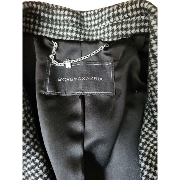 BCBGMAXAZRIA Preppy Plaid Mid Length Coat Womens Small Valentina Old Money Black - Picture 9 of 11